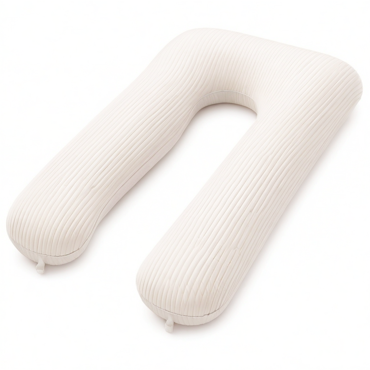 Almohada corporal en U 130 cm de tejido acanalado color crema para descanso y apoyo