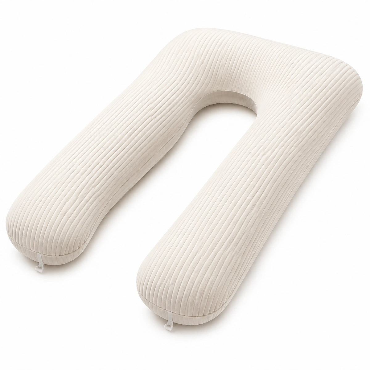 Almohada corporal en U 130 cm de tejido acanalado color crema para descanso y apoyo