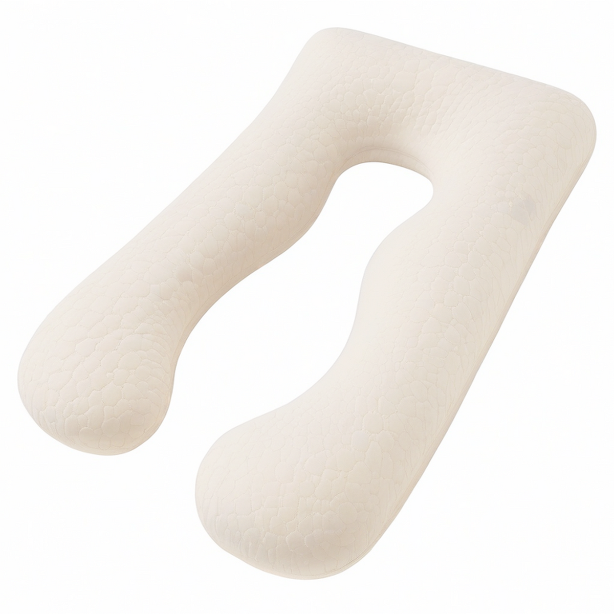 Cojín corporal en U 140 cm de tejido acolchado beige para descanso y apoyo