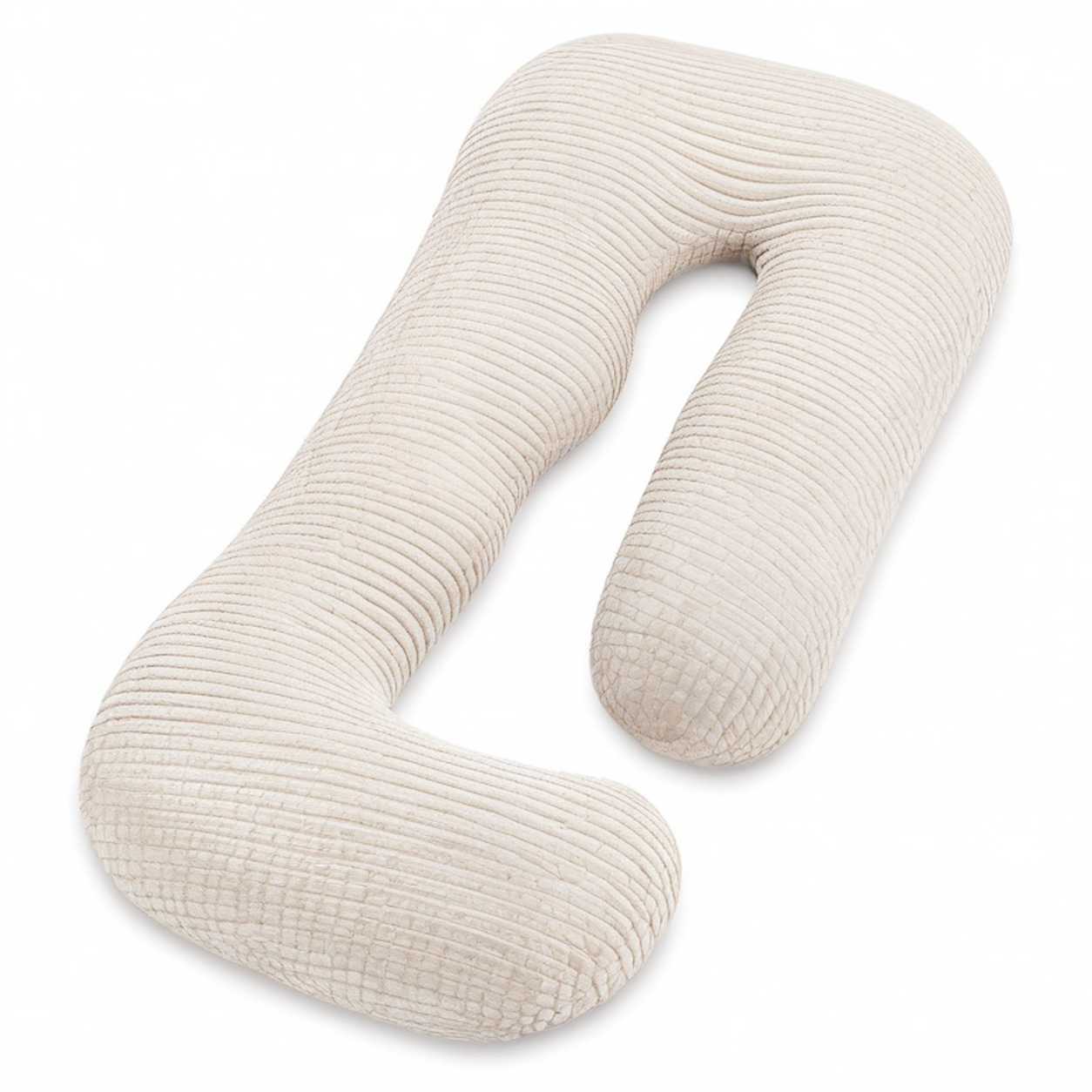 Almohada corporal en U 140 cm de poliéster beige - apoyo envolvente