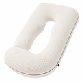 Almohada corporal en U 130 cm de tejido acanalado beige para embarazo y descanso