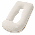 Almohada corporal en U 130 cm de tejido acanalado beige para embarazo y descanso