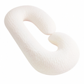 Almohada corporal en U 140 cm de tejido acolchado blanco roto para descanso lateral