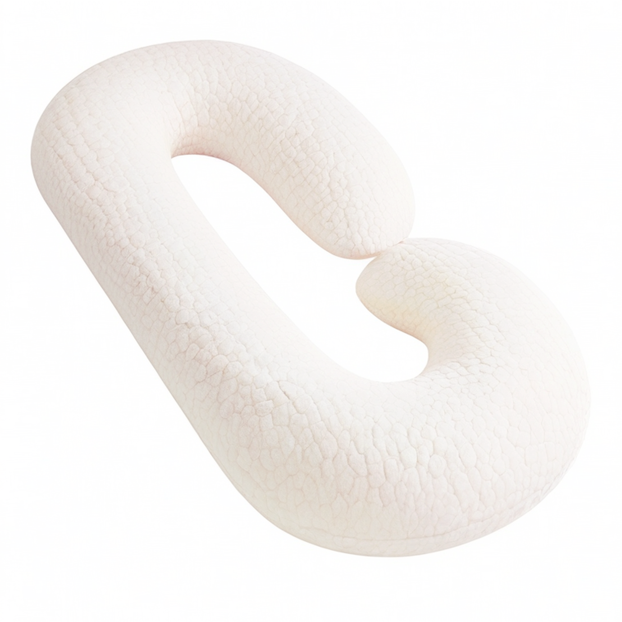 Almohada corporal en U 140 cm de tejido acolchado blanco roto para descanso lateral