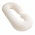 Almohada corporal en U 140 cm de tejido acolchado blanco roto para descanso lateral