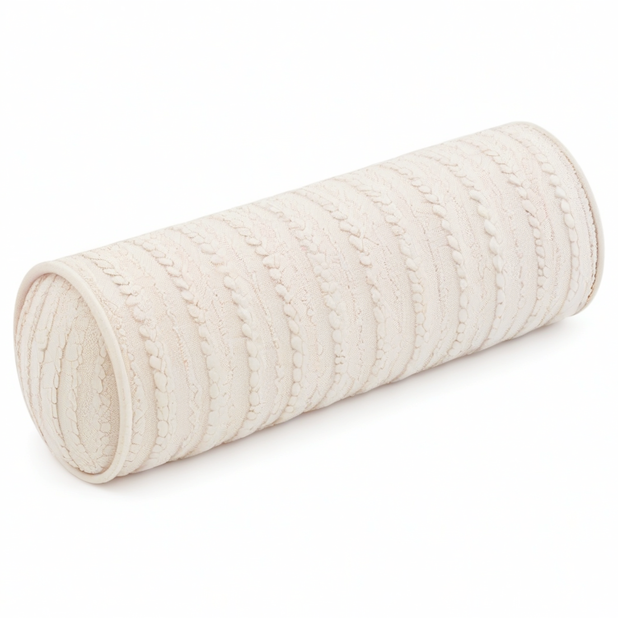 Cojín cilíndrico 20 x 50 cm de tejido beige para apoyo decorativo