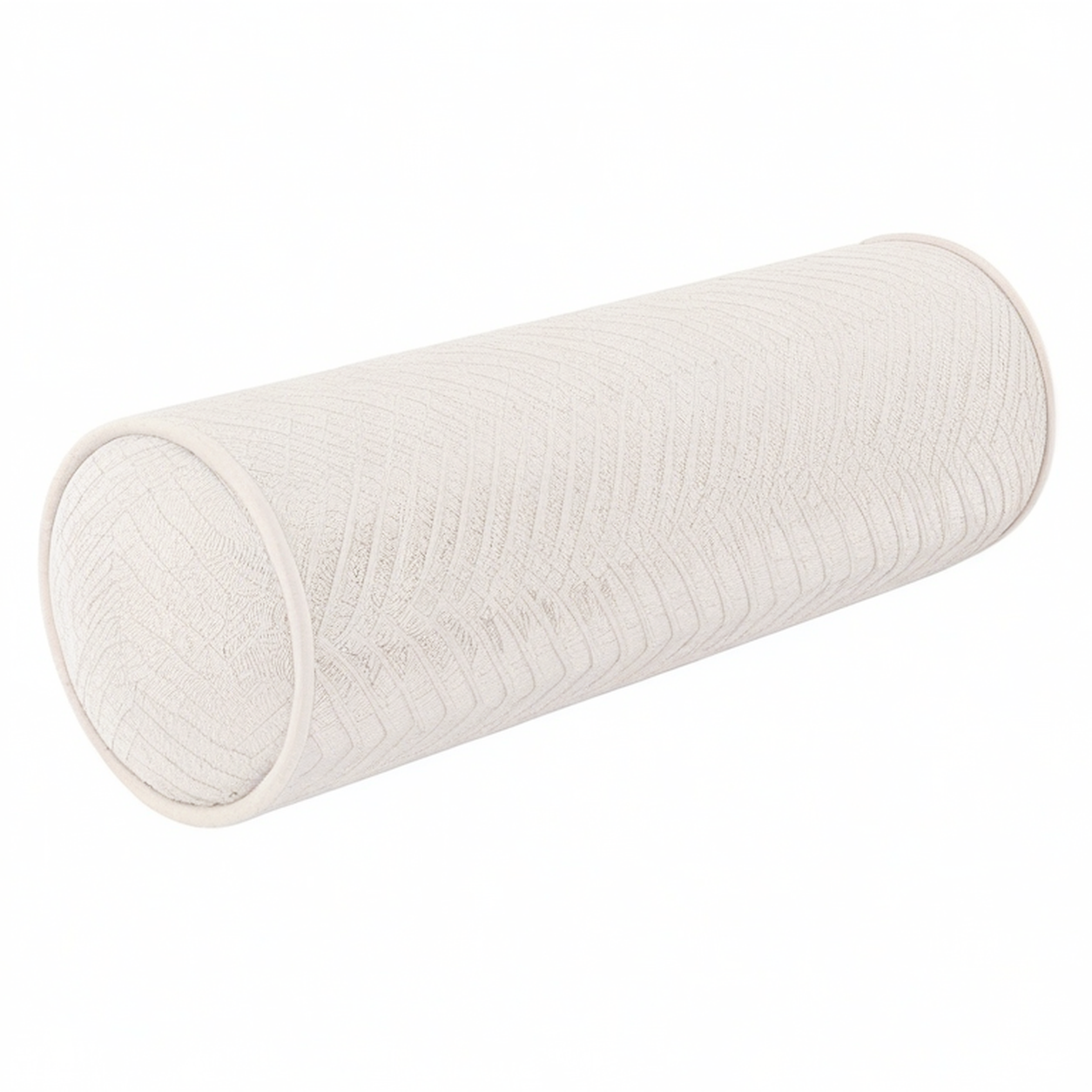 Cojín cilíndrico 20 x 60 cm de tejido beige texturizado para decoración y apoyo