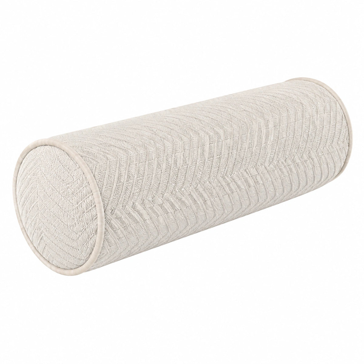 Cojín cilíndrico 20 x 60 cm de tejido beige texturizado para decoración y apoyo
