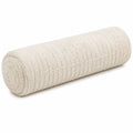 Cojín cilíndrico 15 x 50 cm de tejido bouclé crema para apoyo decorativo