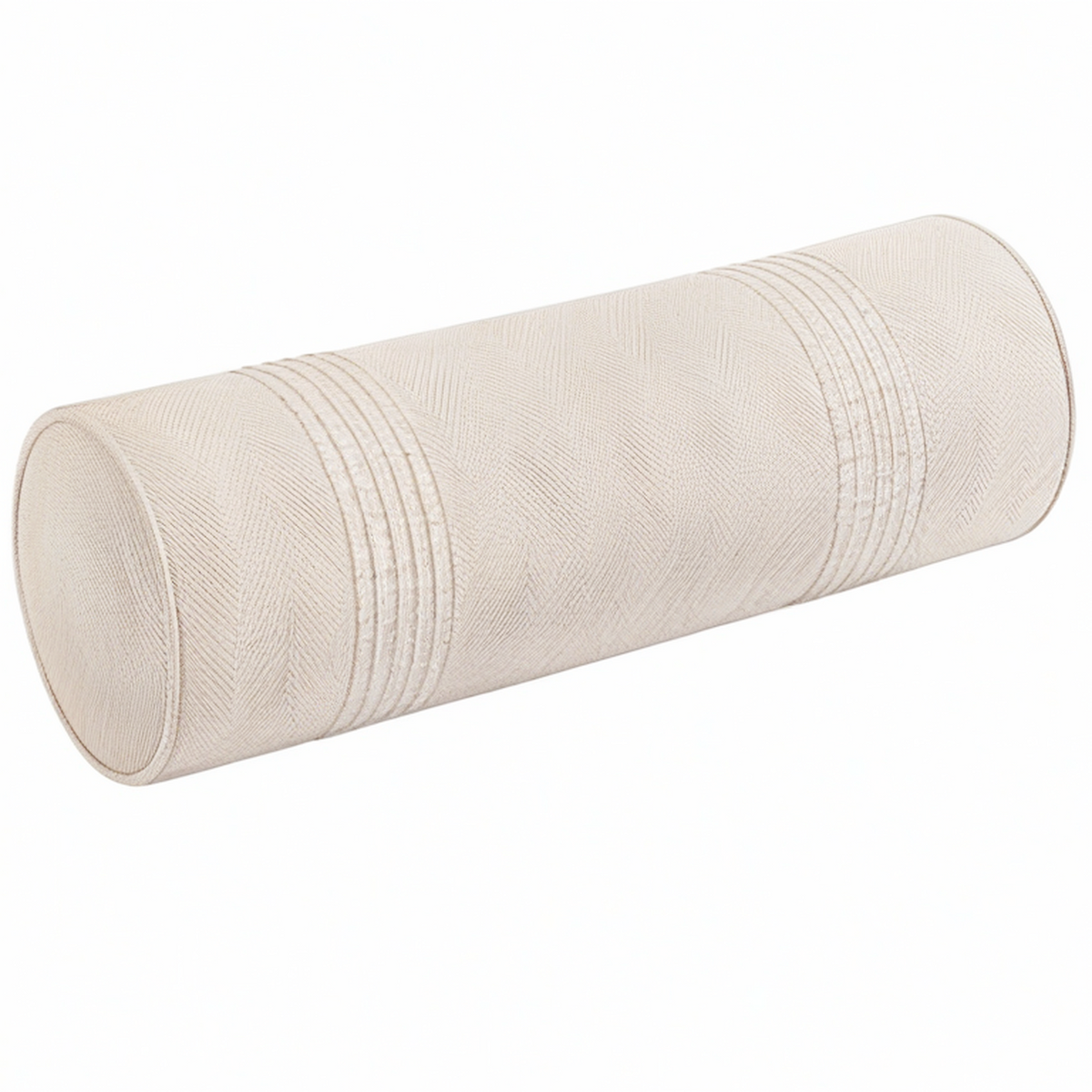 Cojín cilíndrico 20 x 50 cm de tela beige con relieve decorativo