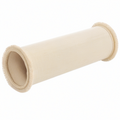 Cojín cilíndrico 20 x 50 cm de tejido beige con flecos decorativos