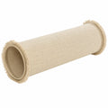 Cojín cilíndrico 20 x 50 cm de tejido beige con flecos decorativos