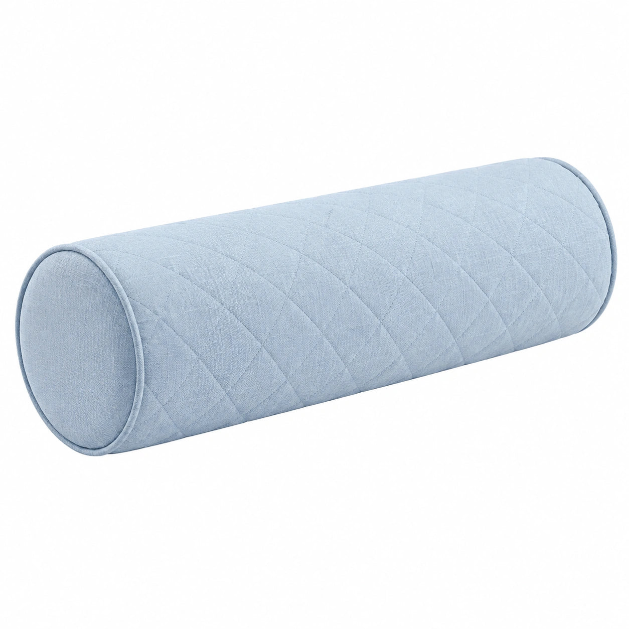 Cojín cilíndrico 20 x 50 cm de tela azul claro acolchado decorativo