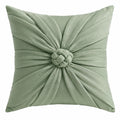 Cojín decorativo cuadrado 45 cm verde salvia de poliéster con nudo central