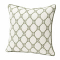 Cojín cuadrado 45 cm de tela blanco y verde con bordado decorativo