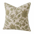 Cojín decorativo cuadrado 45 cm de tela beige y verde con estampado floral botánico