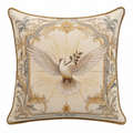 Cojín decorativo cuadrado 45 x 45 cm de tejido beige con paloma estilo clásico