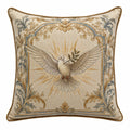 Cojín decorativo cuadrado 45 x 45 cm de tejido beige con paloma estilo clásico