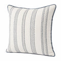 Cojín cuadrado 45 x 45 cm de tejido beige y azul con rayas decorativas