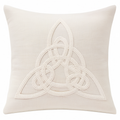 Cojín decorativo cuadrado 45 x 45 cm de tejido crema con bordado de cordón