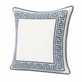 Cojín cuadrado 45 cm blanco y azul con ribete decorativo