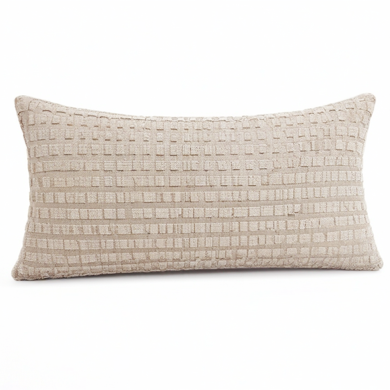 Cojín rectangular 50 x 35 cm beige de tejido texturizado para decoración