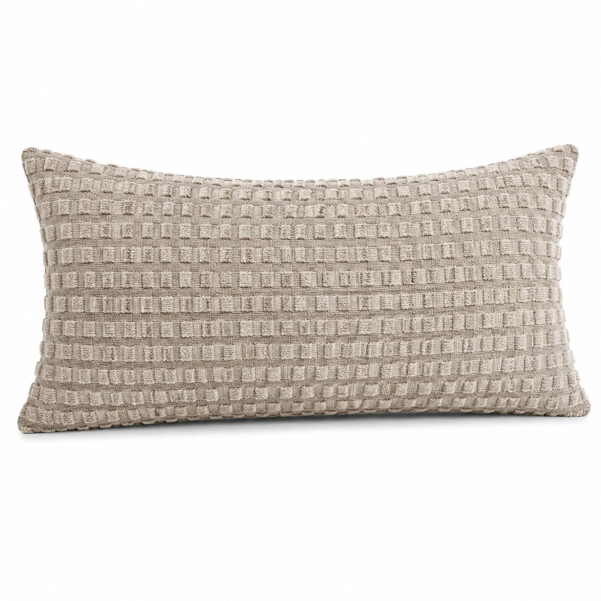 Cojín rectangular 50 x 35 cm beige de tejido texturizado para decoración