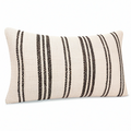 Cojín rectangular 50 x 30 cm de tejido beige y negro con rayas decorativas