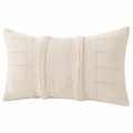Cojín rectangular 50 x 30 cm de tejido beige con textura estilo bohemio