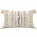 Cojín decorativo 50 x 30 cm de tejido beige para sofá estilo bohemio
