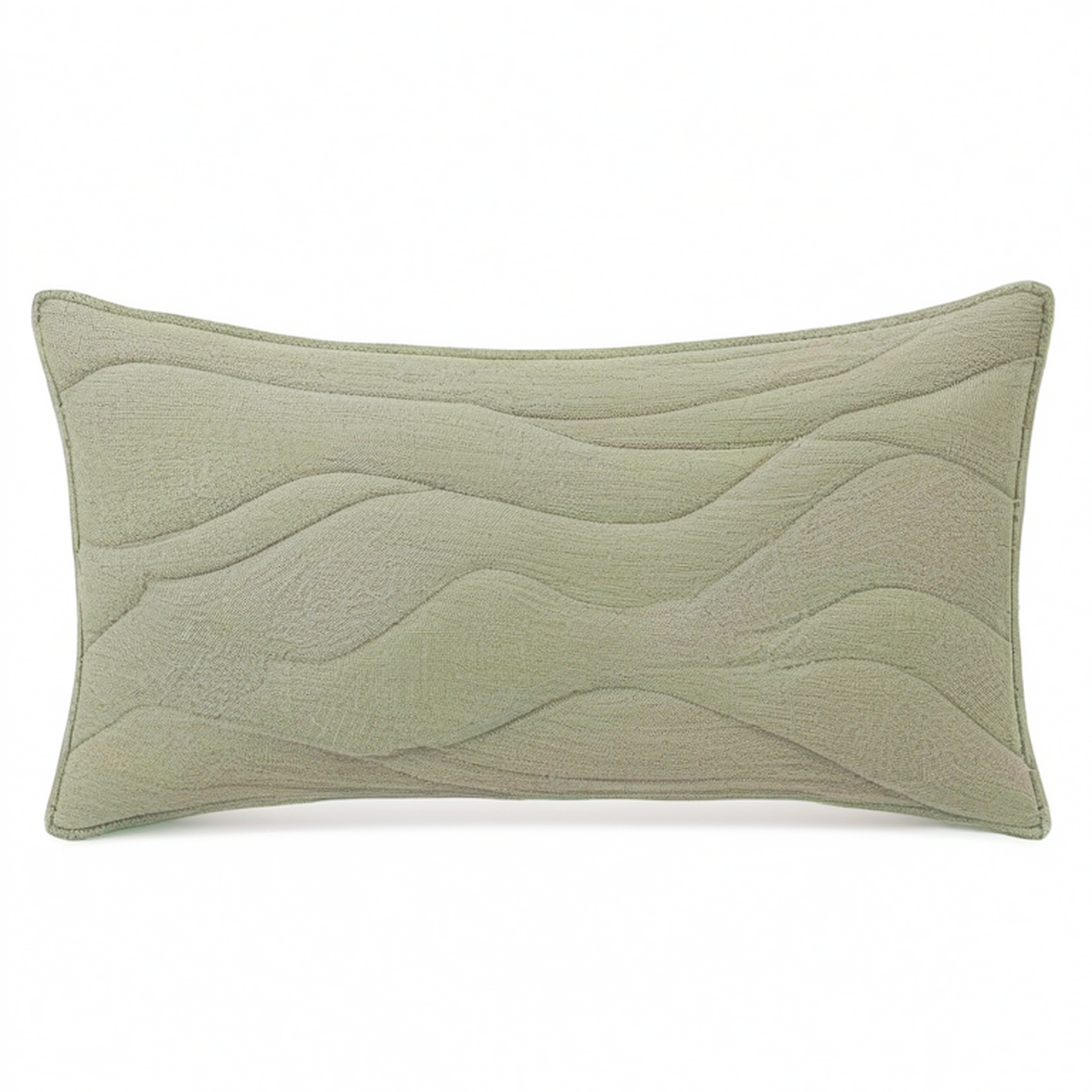 Cojín lumbar 50 x 30 cm verde salvia de tejido texturizado con relieve decorativo