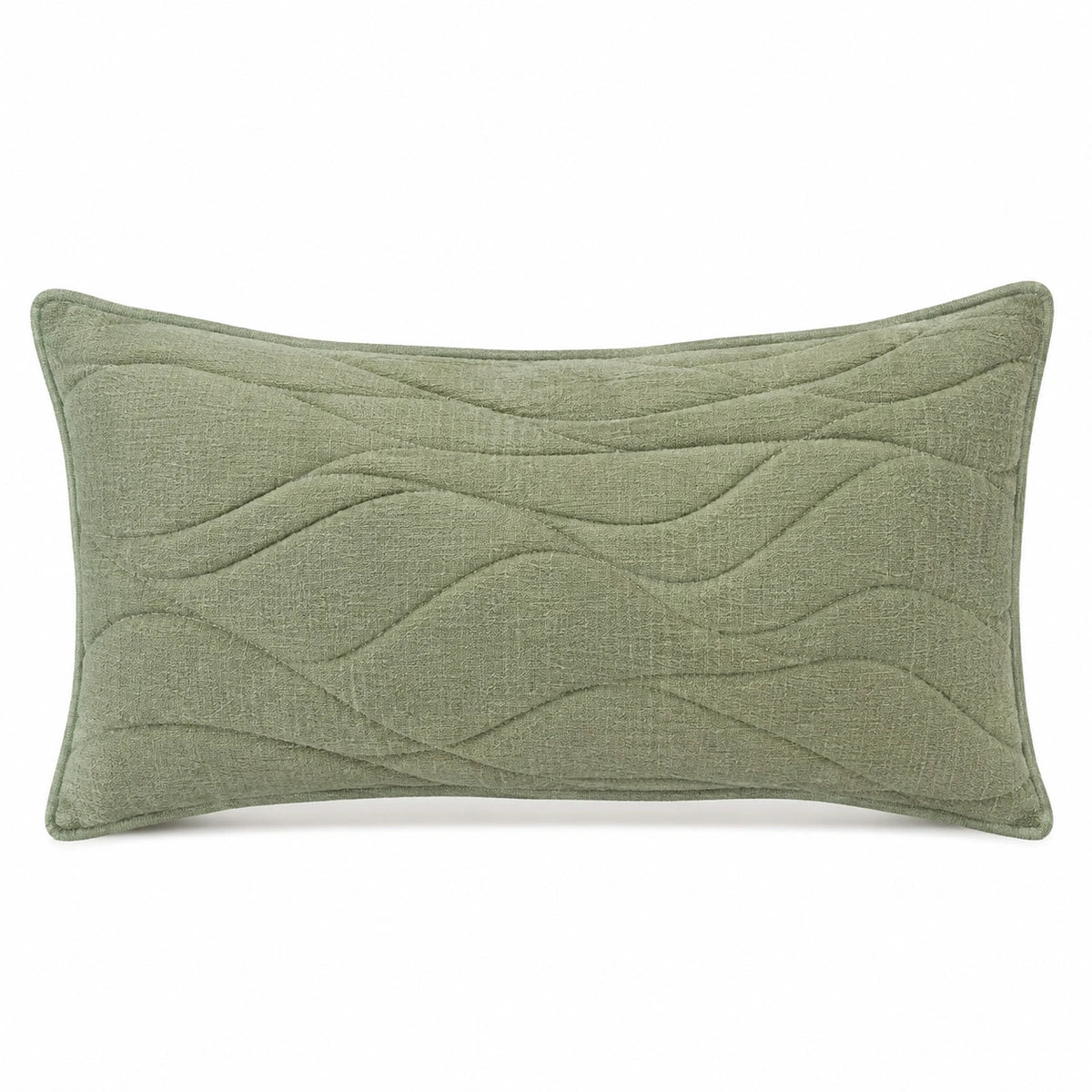 Cojín lumbar 50 x 30 cm verde salvia de tejido texturizado con relieve decorativo