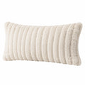 Cojín rectangular 50 x 30 cm de pelo sintético crema decorativo suave