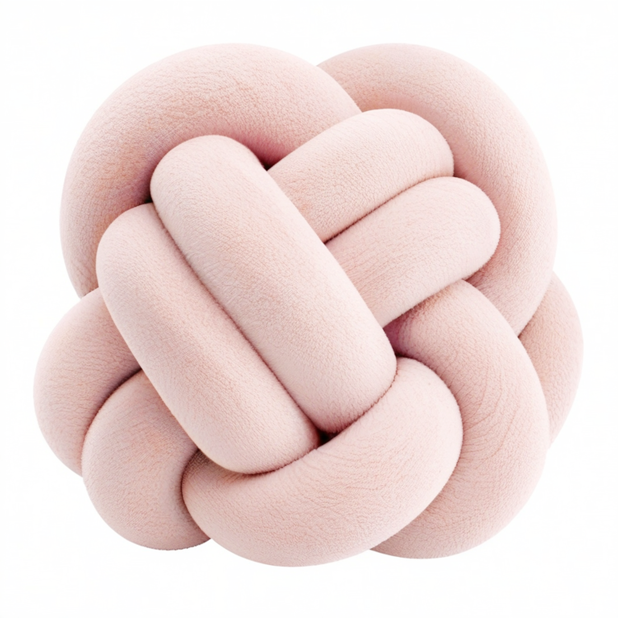 Cojín decorativo anudado de 30 cm en poliéster rosa palo de estilo moderno