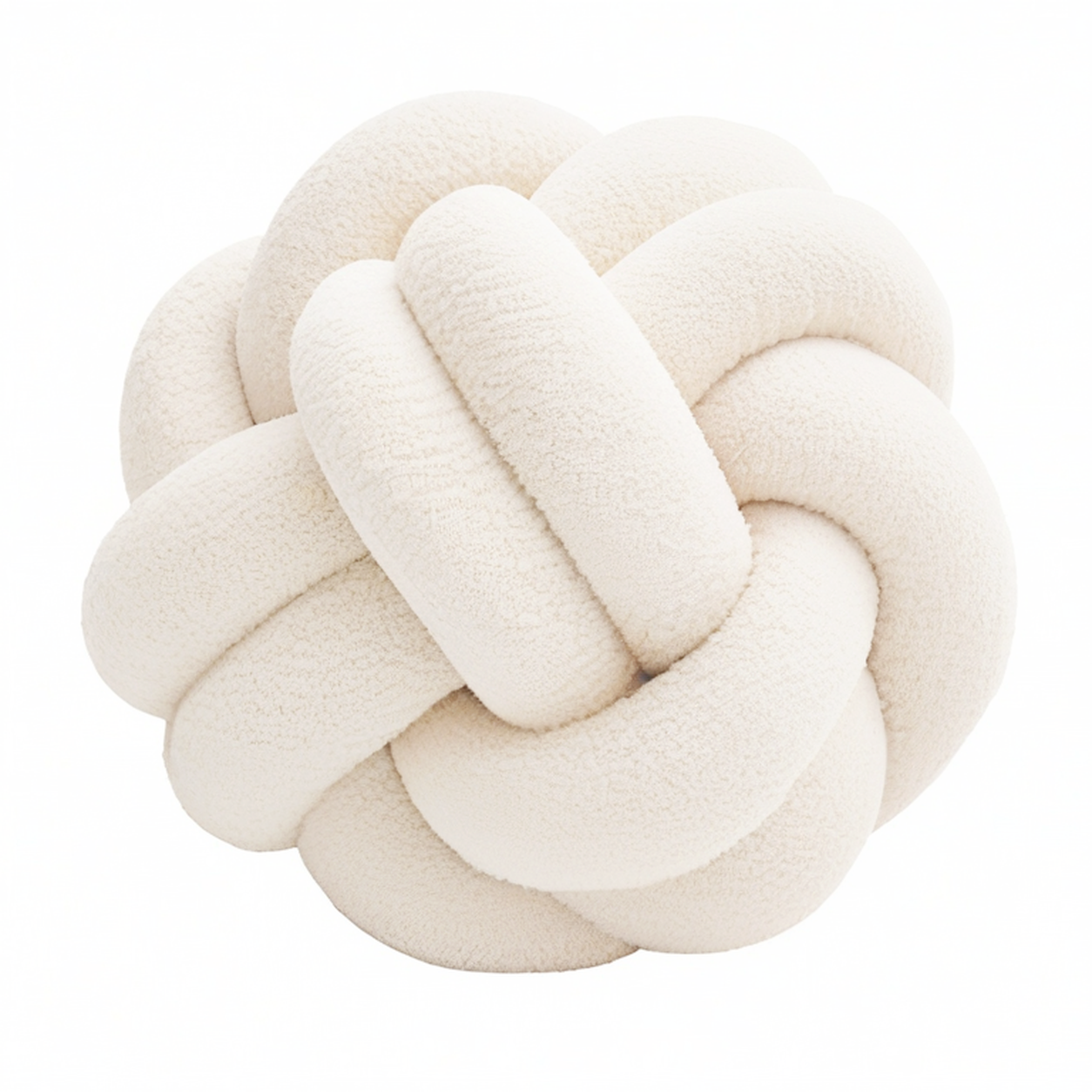 Cojín decorativo de nudo 30 cm de poliéster crema para sofá estilo bouclé