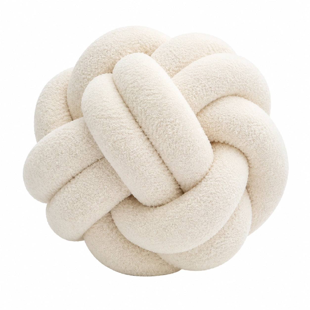 Cojín decorativo de nudo 30 cm de poliéster crema para sofá estilo bouclé