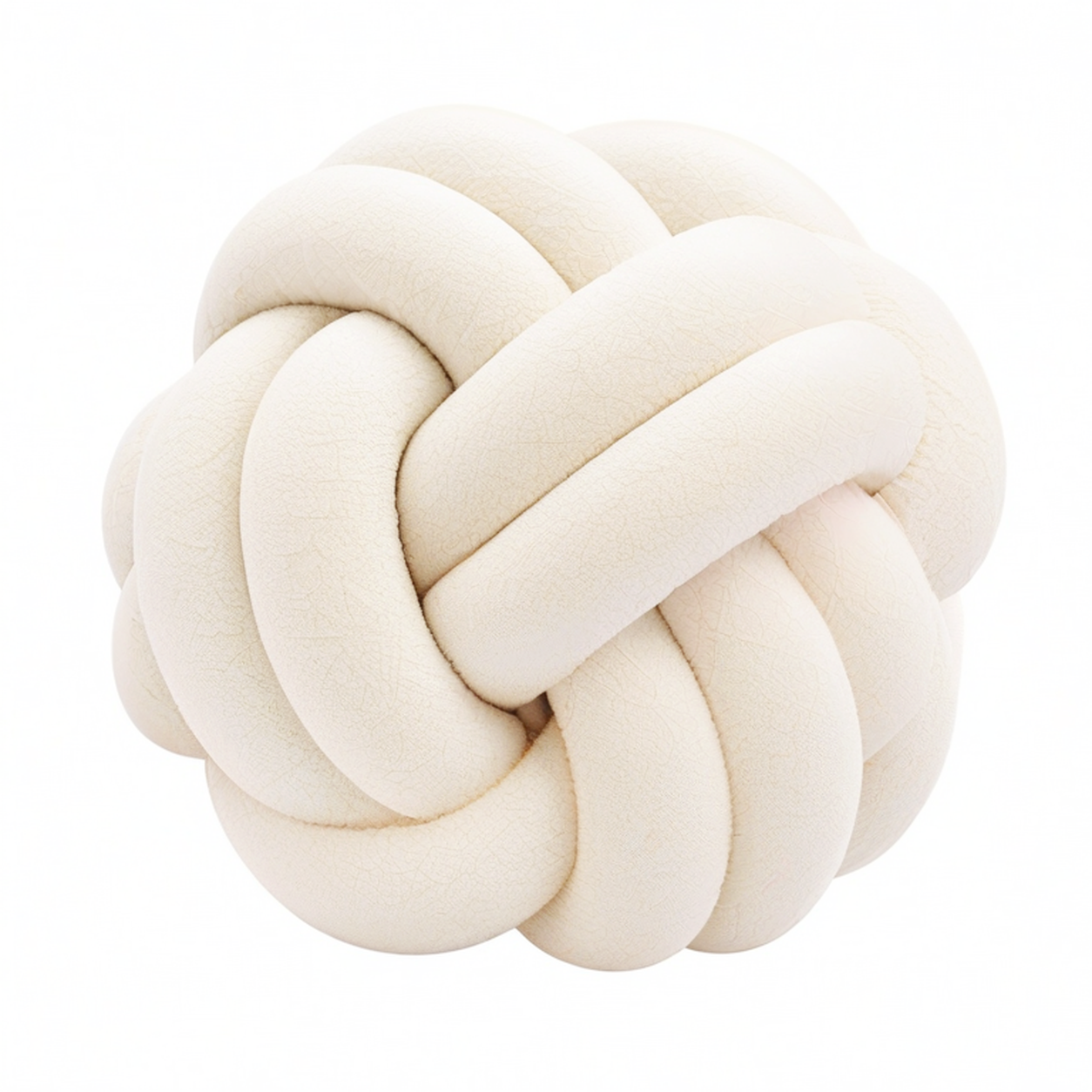 Cojín decorativo de nudo 35 cm en tejido sintético crema - suave y texturizado