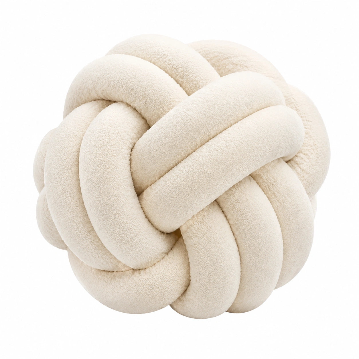Cojín decorativo de nudo 35 cm en tejido sintético crema - suave y texturizado