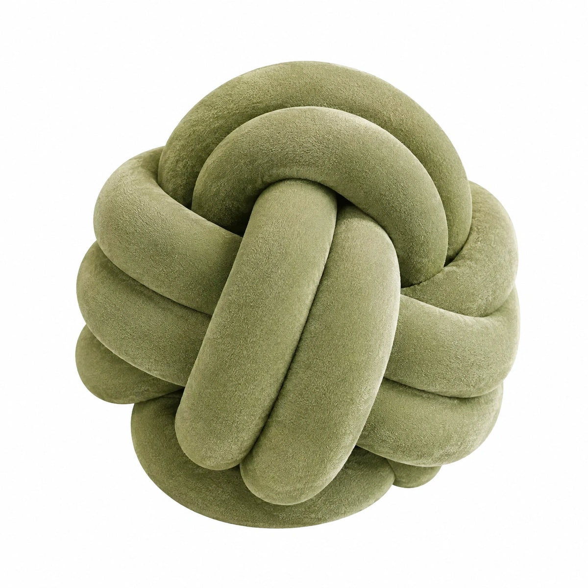 Cojín decorativo de nudo 30 cm en tejido aterciopelado verde oliva - estilo moderno