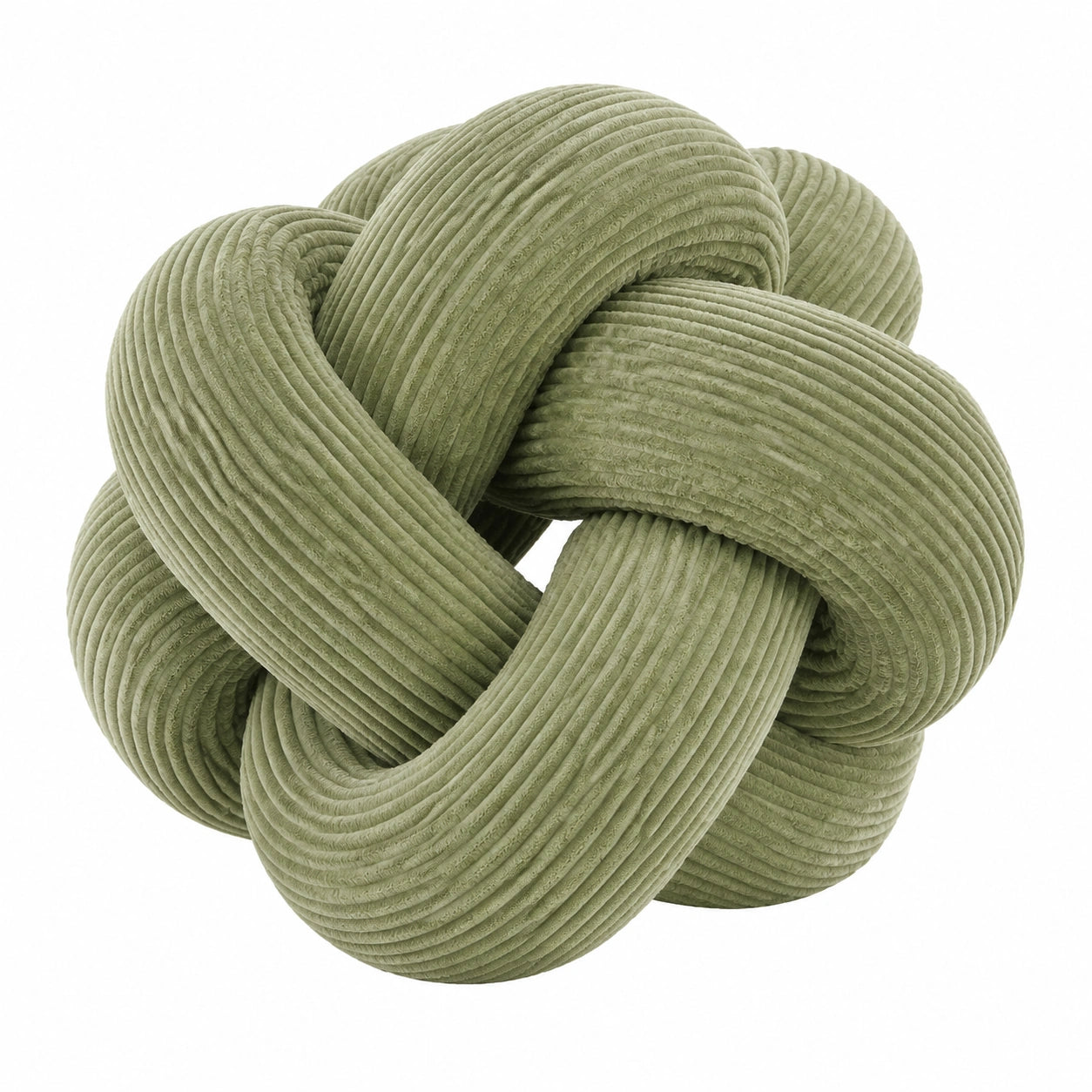 Cojín decorativo de nudo 35 cm de tela acanalada verde - suave para sofá y cama