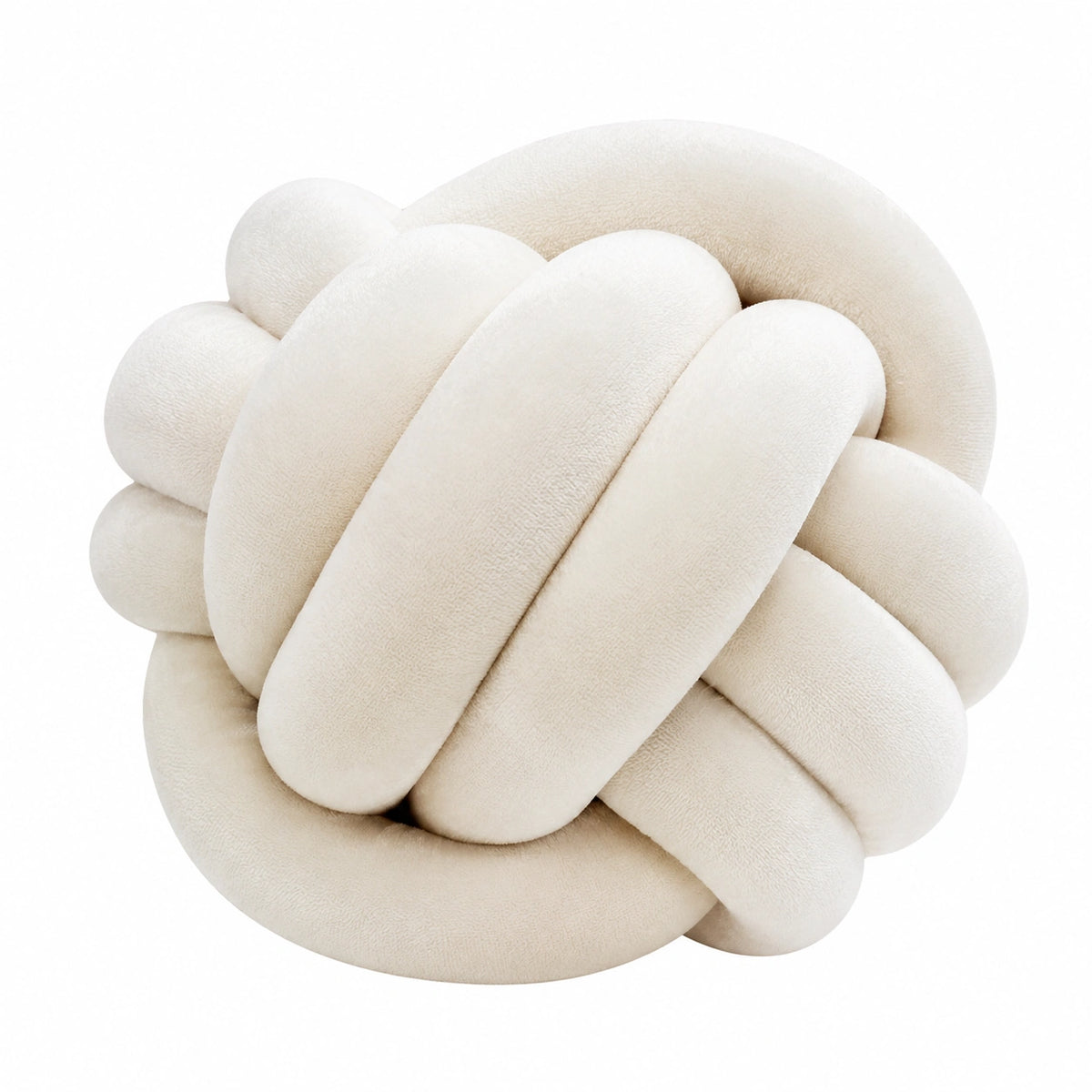 Cojín decorativo de nudo 35 cm de tejido texturizado color crema