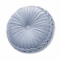 Cojín decorativo redondo 45 cm de terciopelo azul grisáceo con pliegues