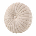Cojín decorativo redondo 45 cm de terciopelo beige con pliegues