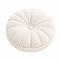 Cojín decorativo redondo 40 cm de tejido bouclé beige para sofá estilo calabaza