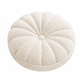Cojín decorativo redondo 40 cm de tejido bouclé beige para sofá estilo calabaza