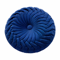Cojín decorativo redondo 40 cm azul marino de tejido trenzado acolchado