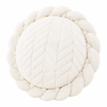Cojín redondo 40 cm de felpa beige con trenzado decorativo