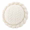 Cojín redondo 40 cm de felpa beige con trenzado decorativo