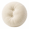 Cojín redondo diámetro 45 cm de tejido bouclé crema con botones decorativos