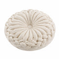 Cojín decorativo redondo 45 cm de tejido afelpado beige con diseño trenzado
